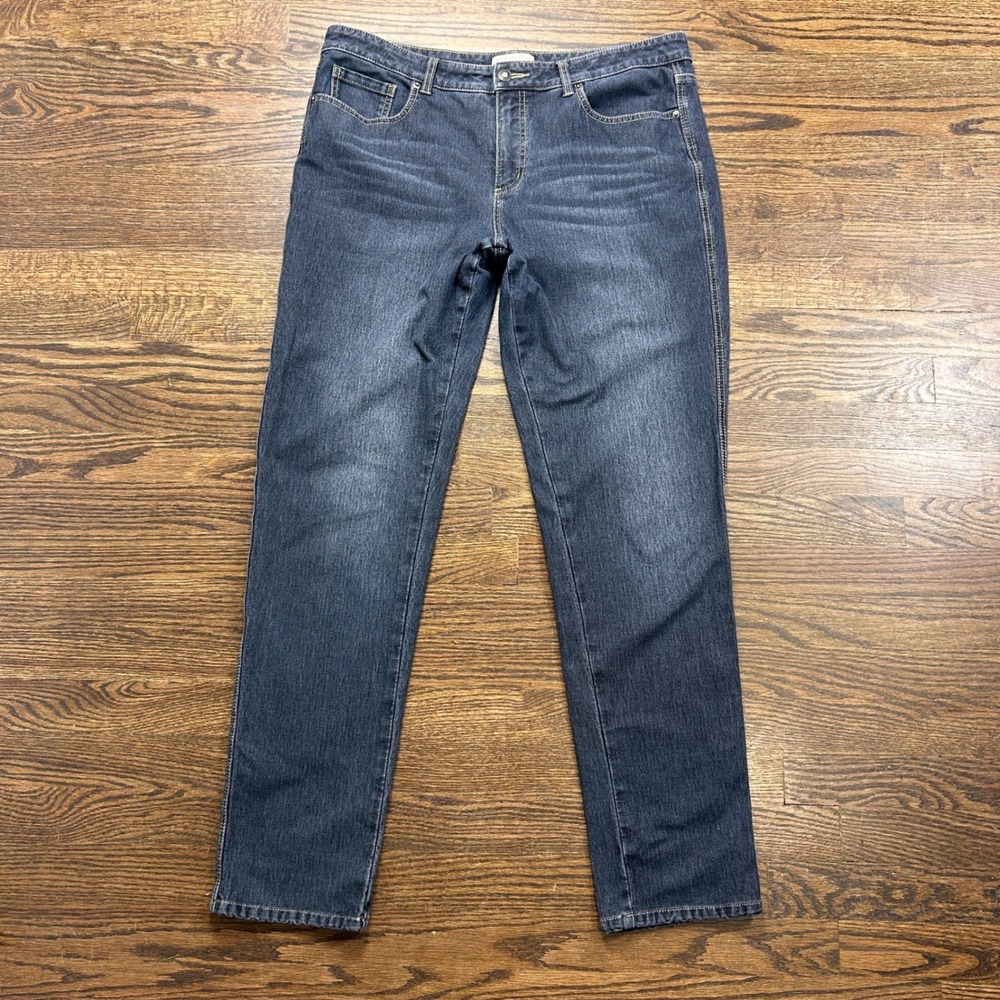 Coldwater Creek City Fit Straight Leg Jeans Womens Size 14 Dark Wash Denim Blue